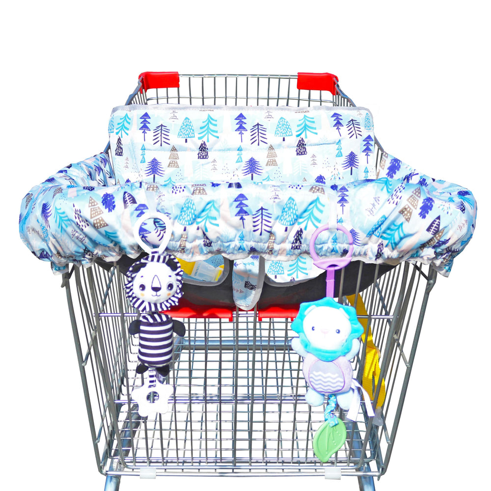 XiOiOiX 2in1 shopping cart cover blue protects baby and keeps shopping tidy.