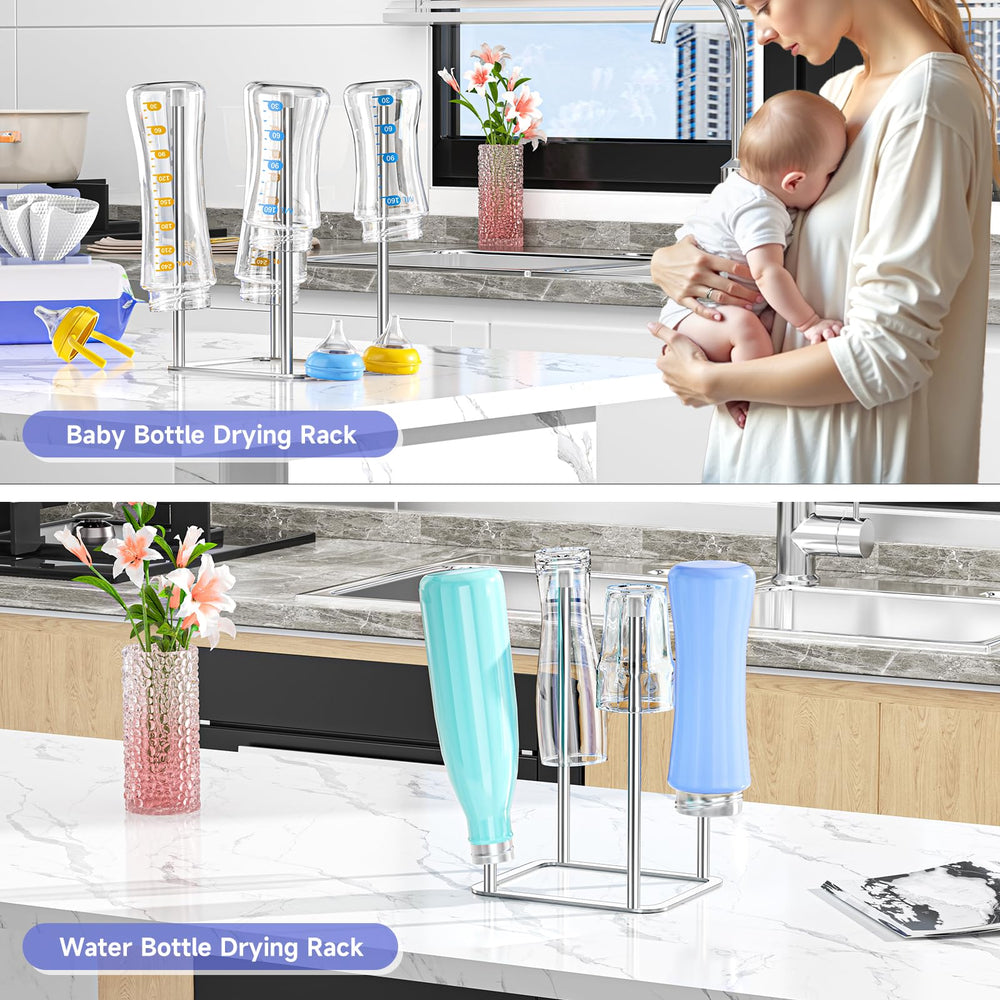 XILIMEN bottle drying rack holds four bottles demonstrates capacity for busy family meals.