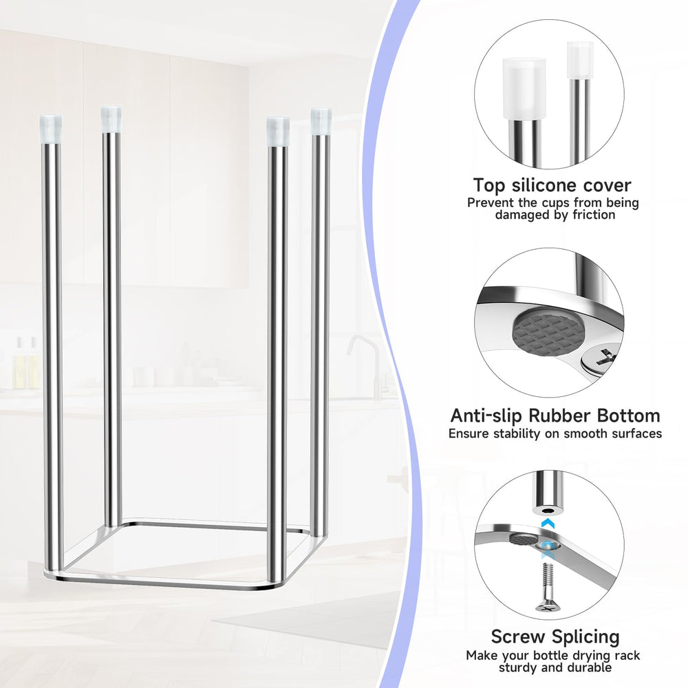 XILIMEN kitchen drying rack compact design shows versatile rack for bottles, cups, and bags.