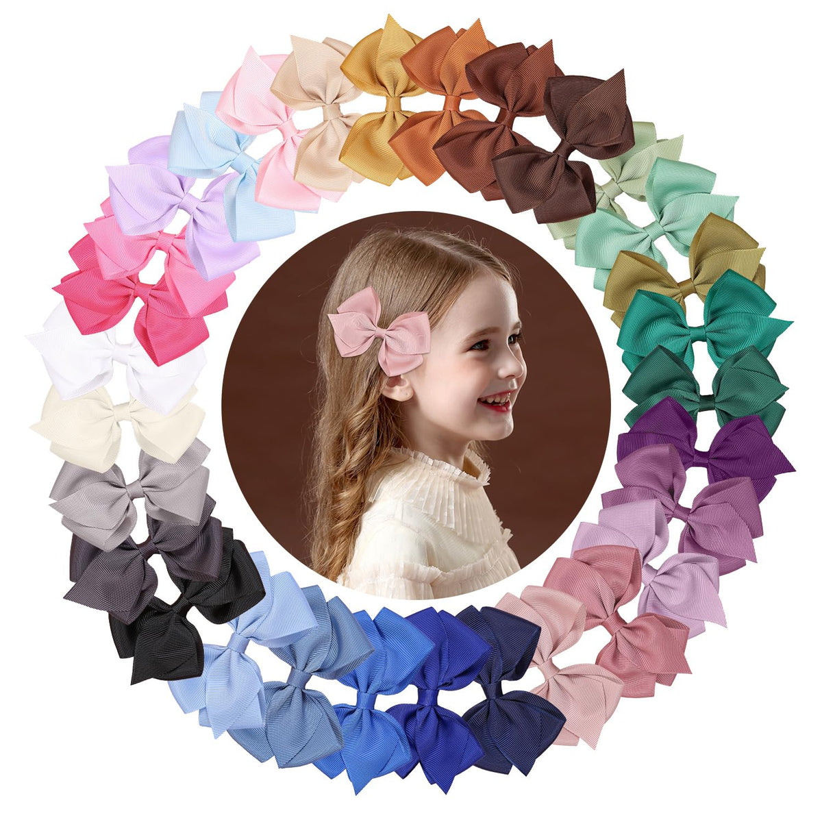 XIMA 30pcs hair bows with alligator clips for daily wear