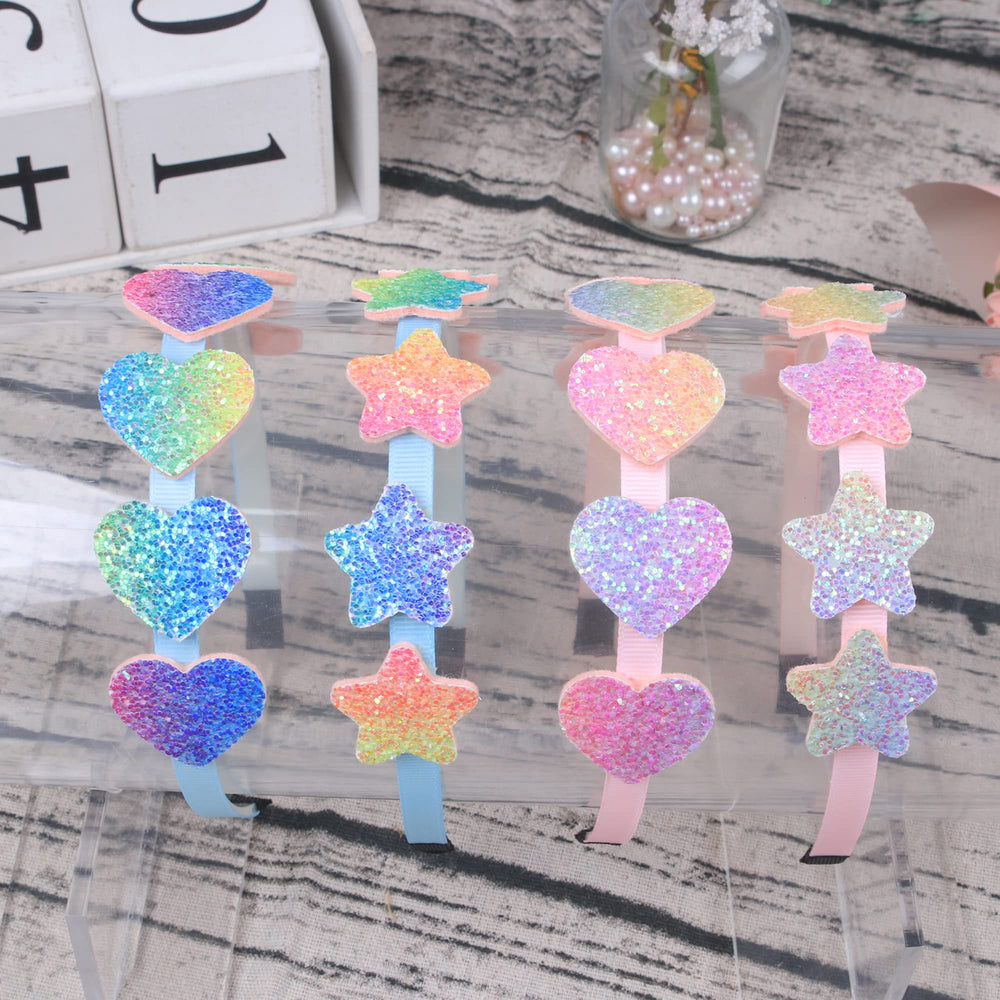 XIMA Glitter Star headbands worn during playtime for a fun, secure look
