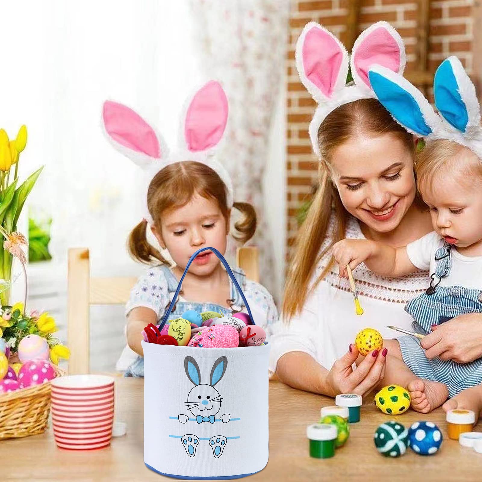 XinblueCo Easter Bunny Basket close-up weave reveals lightweight, durable construction.