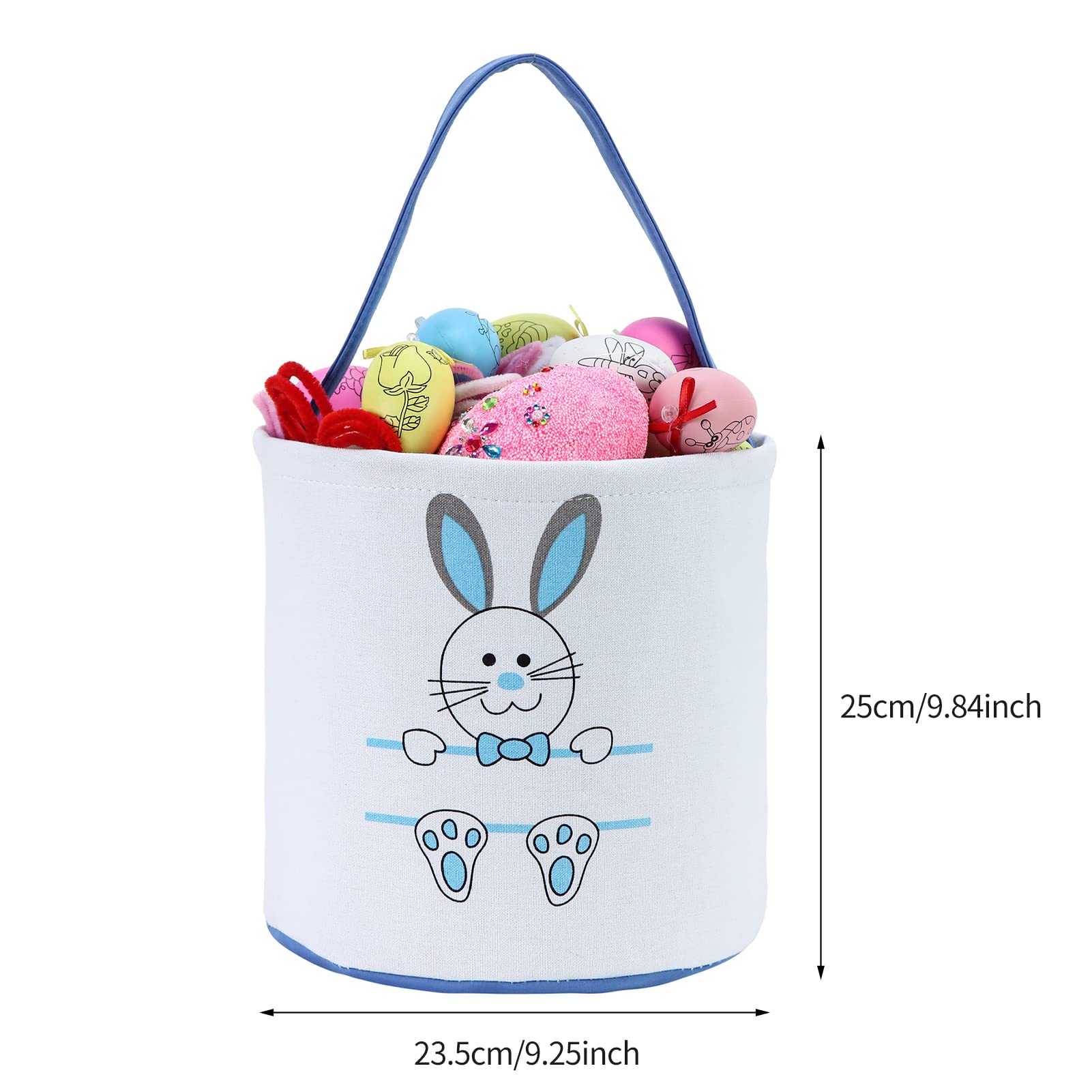 XinblueCo Easter Bunny Basket top view emphasizes ample space for eggs and treats.