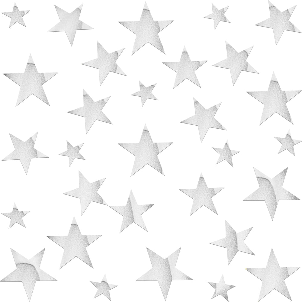 XINGUANG 80pcs silver stars mirror stickers pack adds dimensional shine for walls