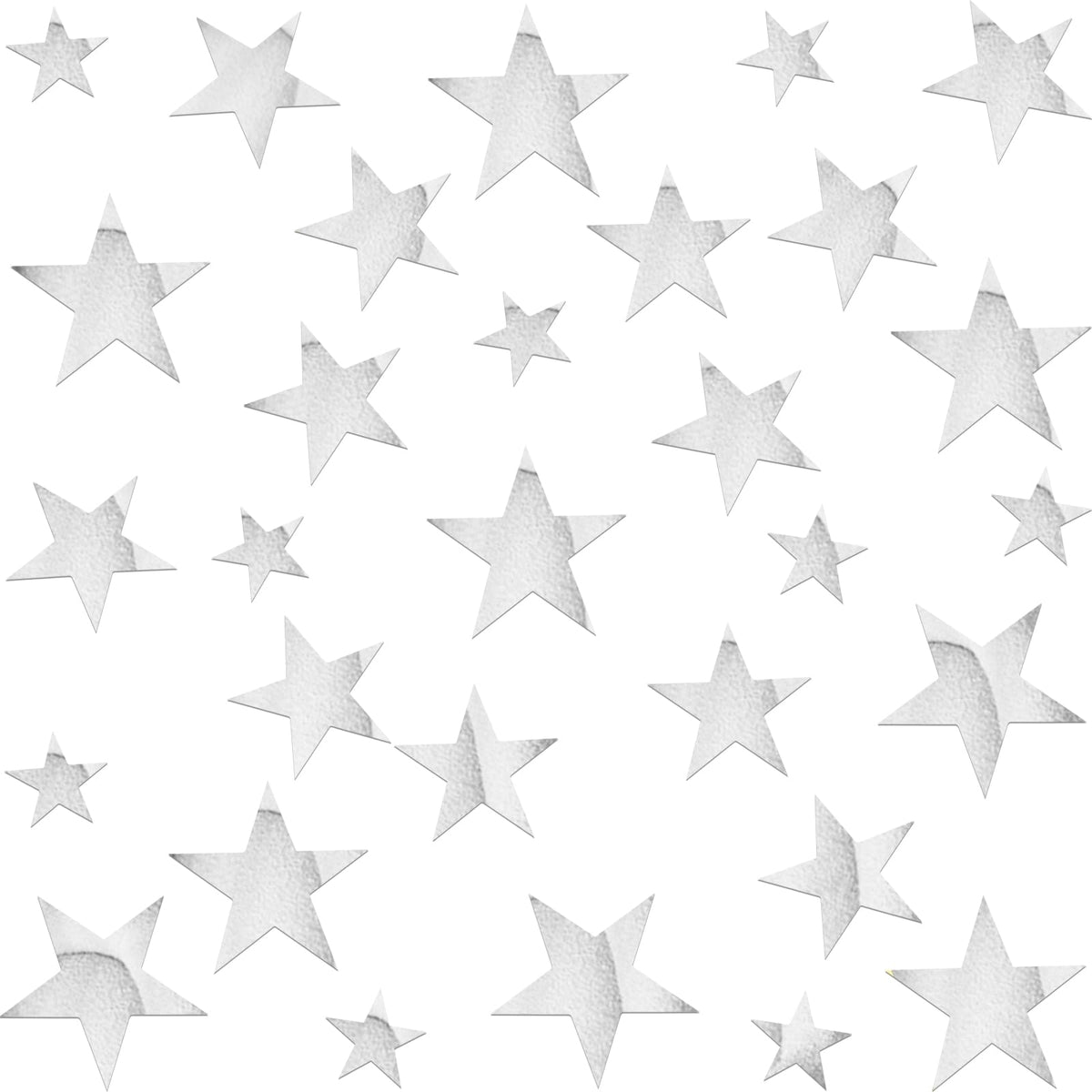 XINGUANG 80pcs silver stars mirror stickers pack adds dimensional shine for walls