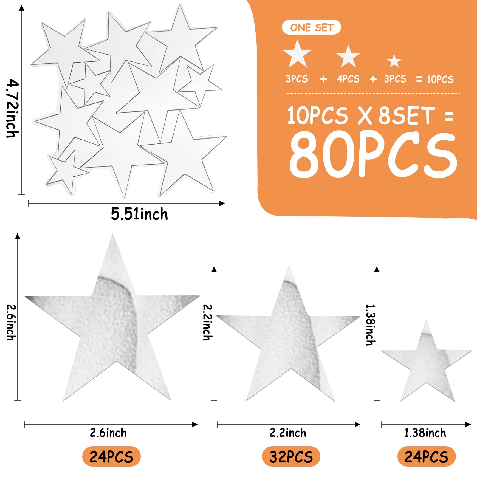 XINGUANG silver stars close-up showcases reflective acrylic surface that expands space visually