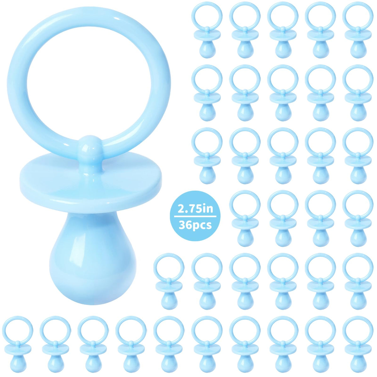 XINHUIDALSQ blue pacifiers 36-pack for cute baby shower table decor.