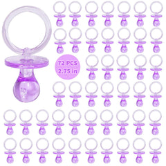 XINHUIDALSQ 72-pack purple baby shower pacifiers for table scatter and DIY decor.