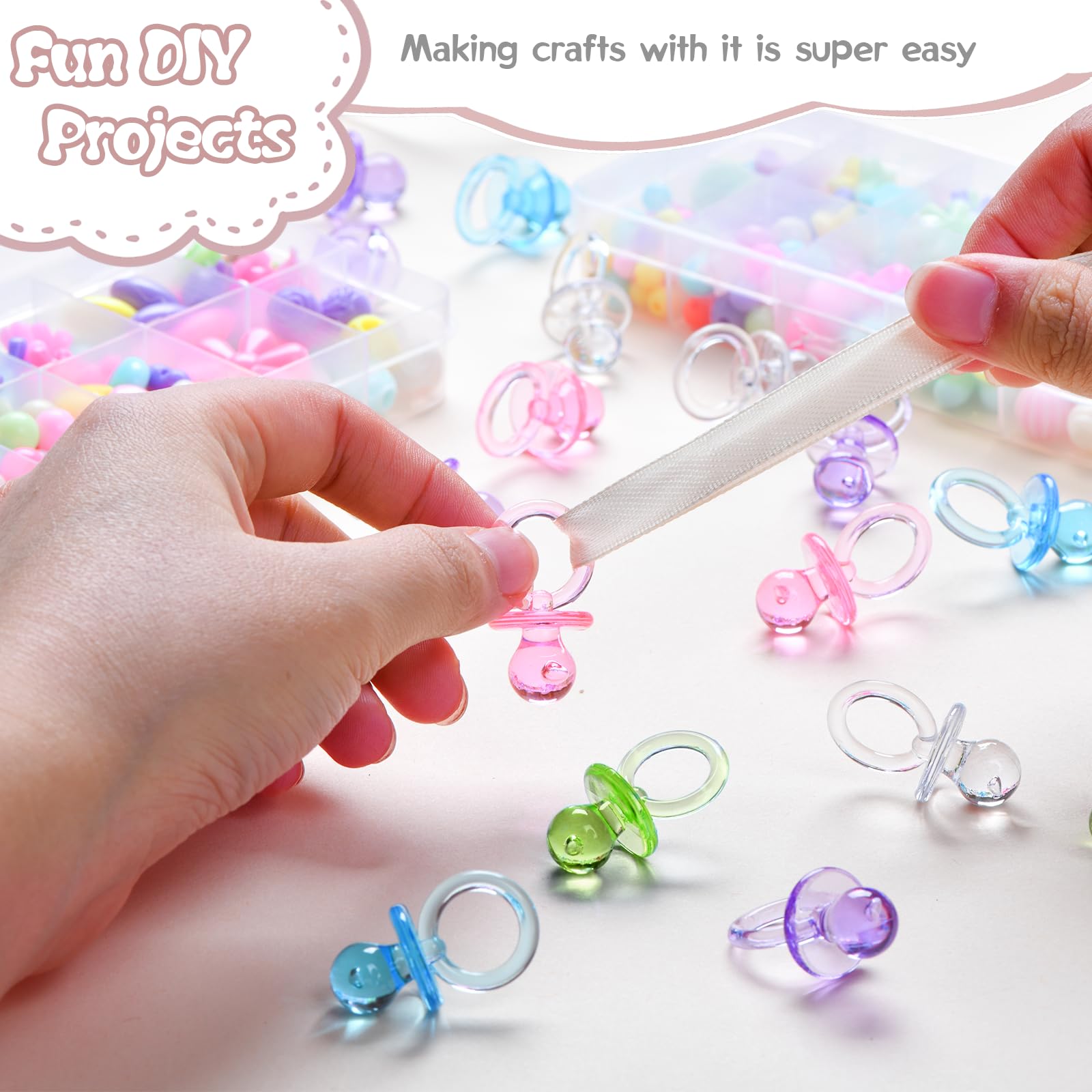 XINHUIDALSQ acrylic mini pacifiers are durable, odor-free decor for centerpieces or wear