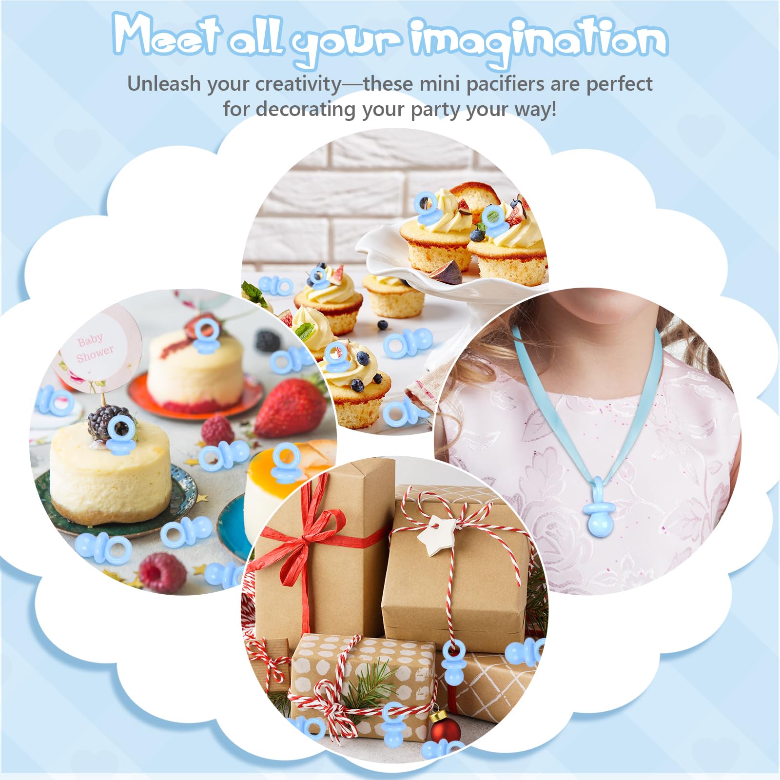 XINHUIDALSQ blue pacifiers for DIY decorations and party favors