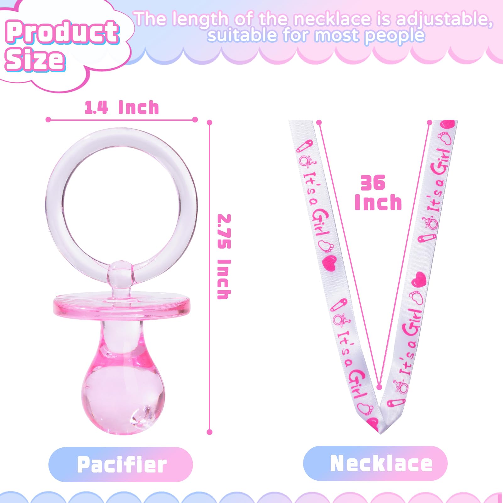 XINHUIDALSQ baby shower necklaces worn by guests for festive celebration.