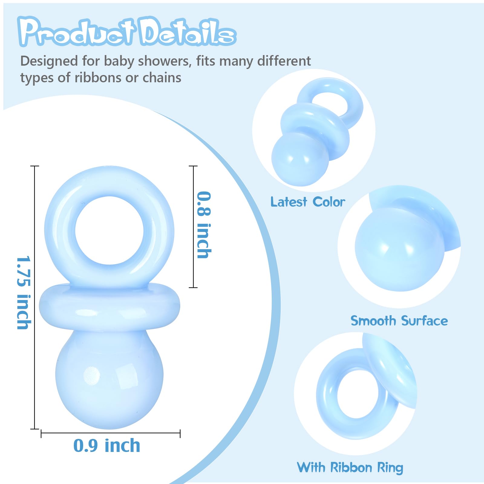 XINHUIDALSQ baby shower pacifier closeup showing smooth odor-free plastic