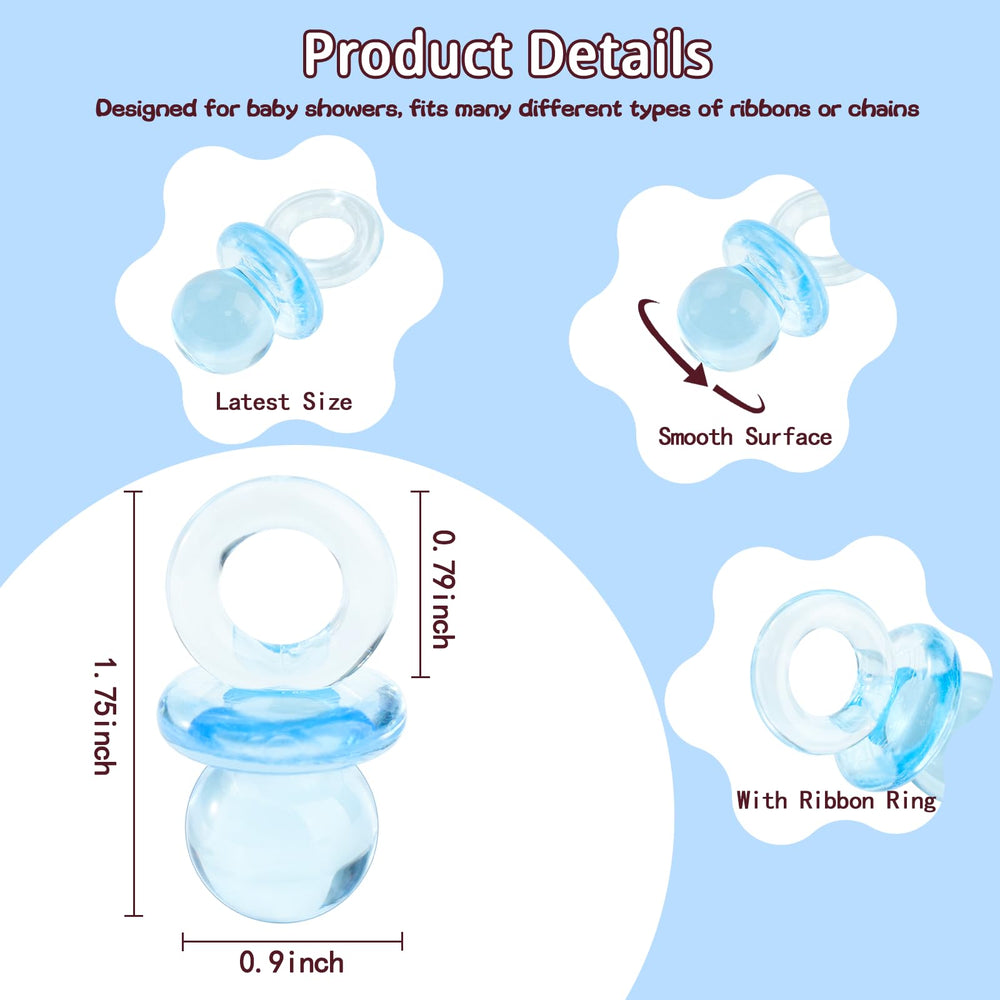 XINHUIDALSQ blue acrylic pacifier favors showcased for guests