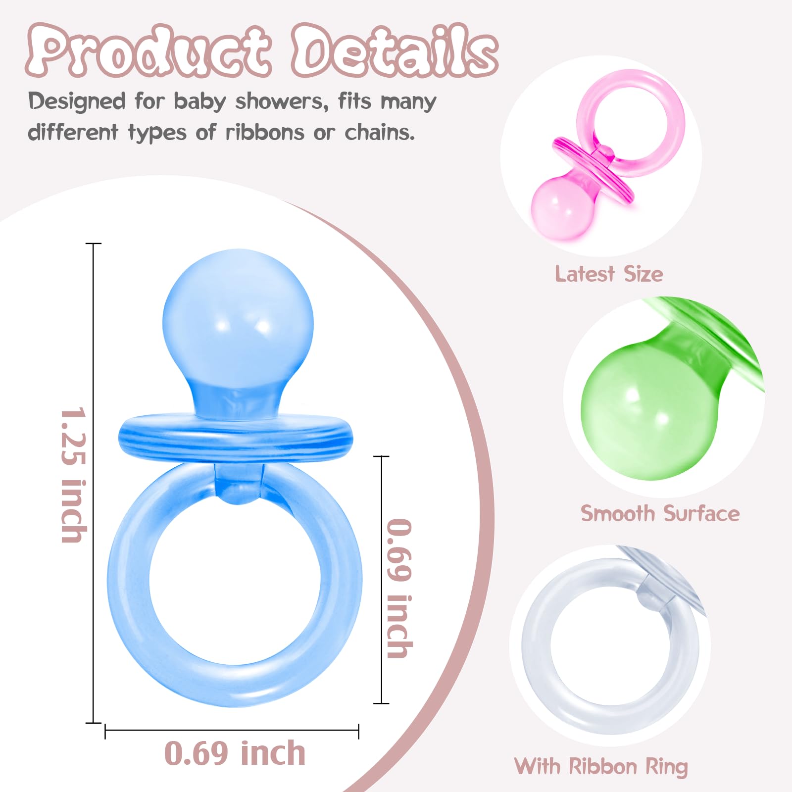 XINHUIDALSQ 1.25-inch mini pacifiers ideal for hide-and-seek baby shower games