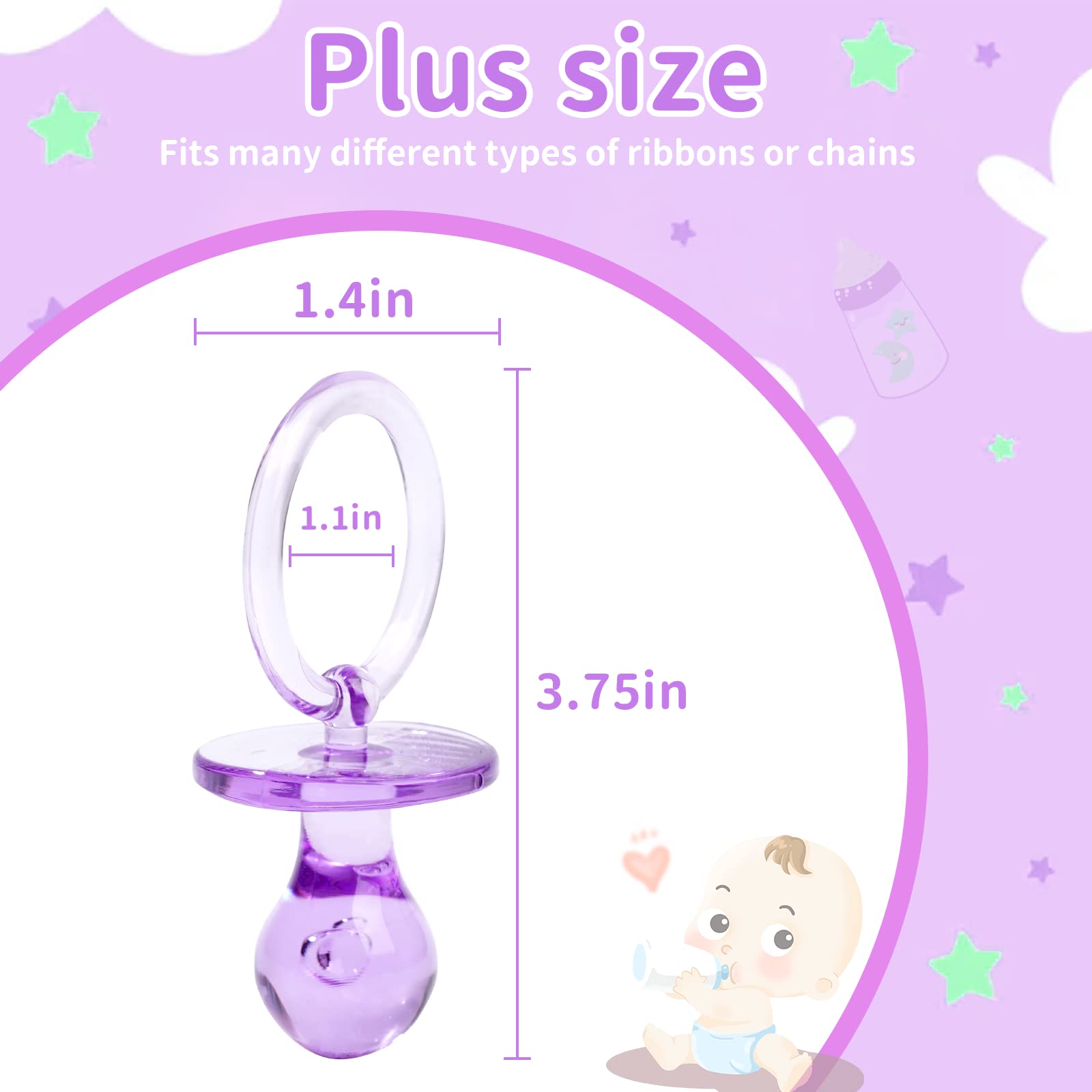 XINHUIDALSQ purple pacifier ring bottom for threading ribbons in crafts.