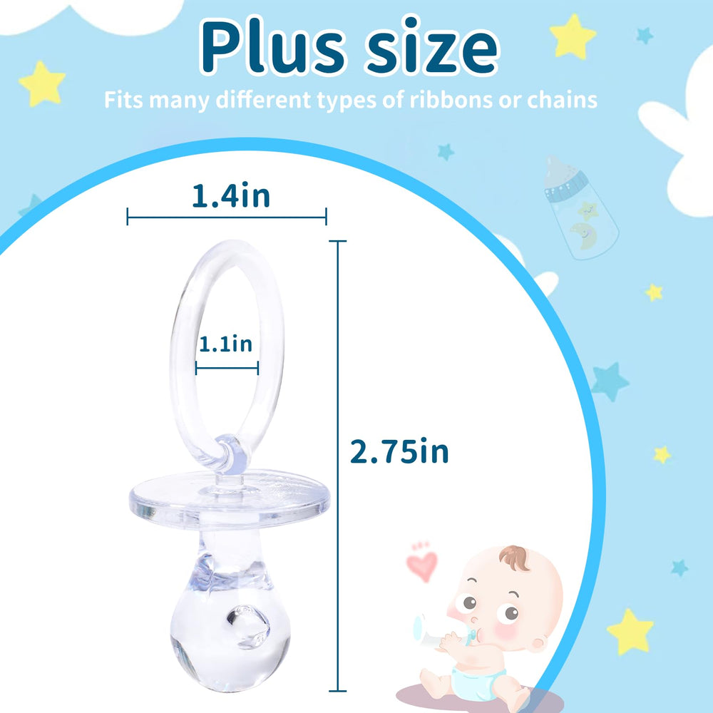 XINHUIDALSQ pacifiers clear acrylic closeup — crystal-clear surface catches light beautifully