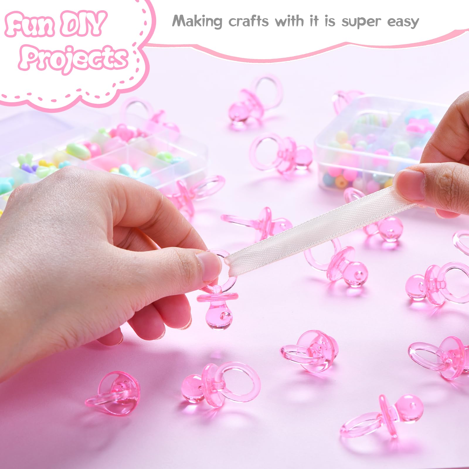 XINHUIDALSQ bulk acrylic pacifiers pink durable decor for DIY crafts