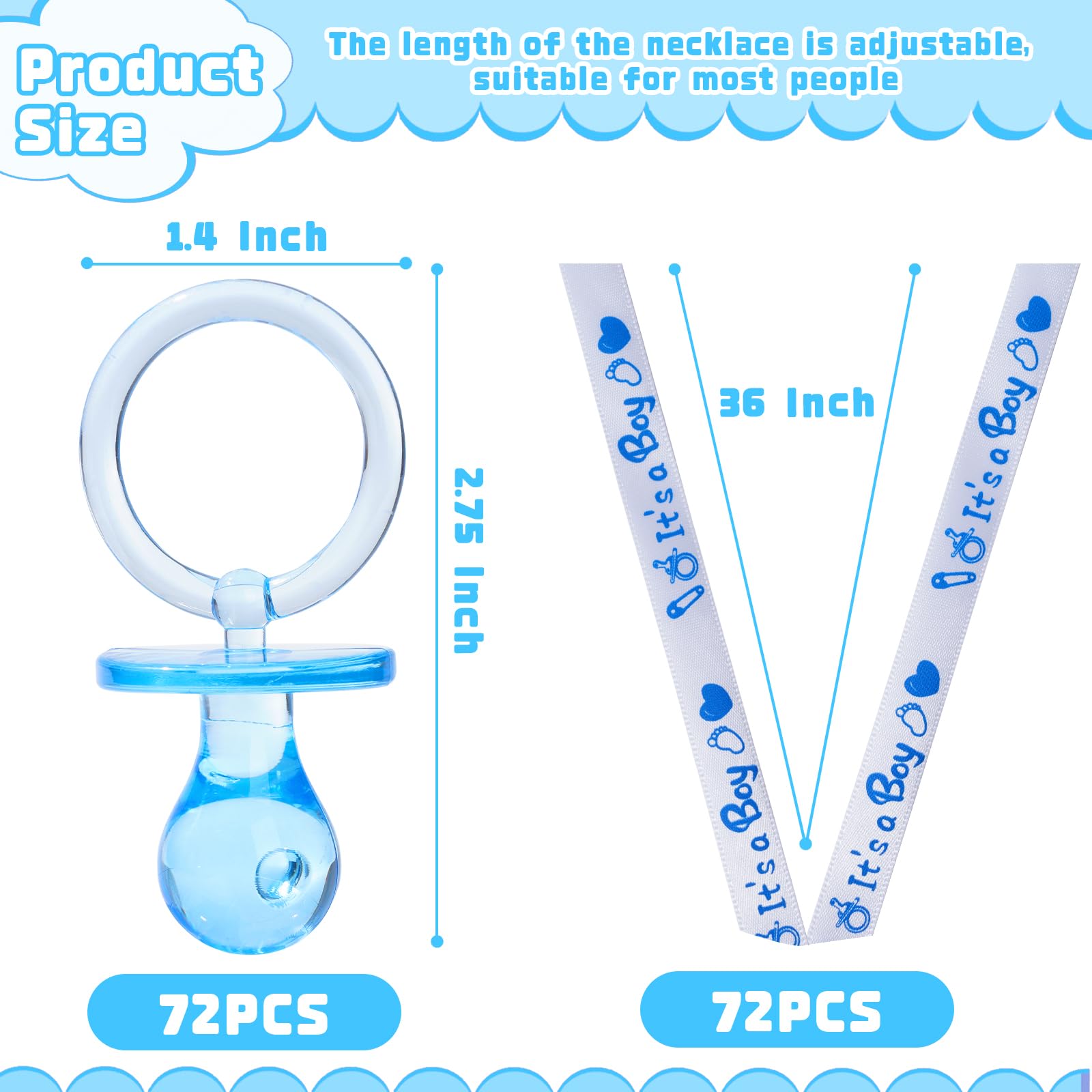 XINHUIDALSQ pre-assembled pacifier necklaces ready to wear at events.