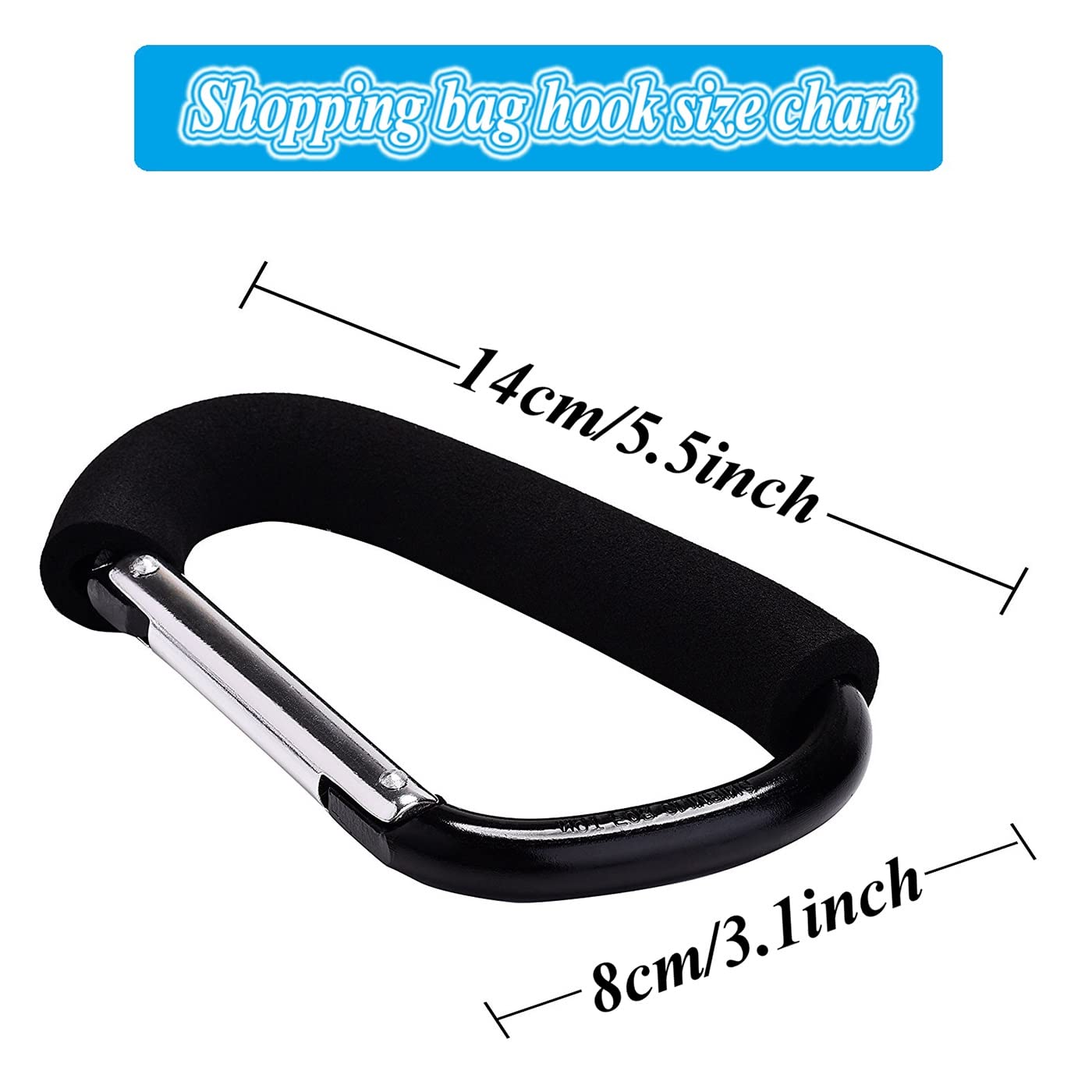 XINHUISHQZ stroller hook suspends diaper bag securely for quick access.