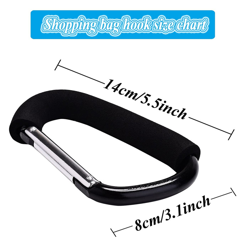 XINHUISHQZ stroller hook suspends diaper bag securely for quick access.