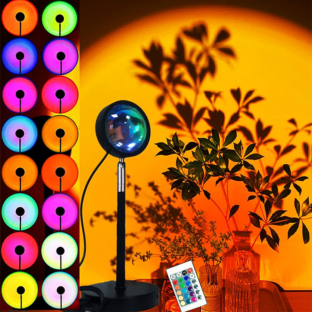 XINJI Sunset Lamp rainbow projection creating mood lighting with colorful room glow