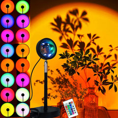 XINJI Sunset Lamp rainbow projection creating mood lighting with colorful room glow