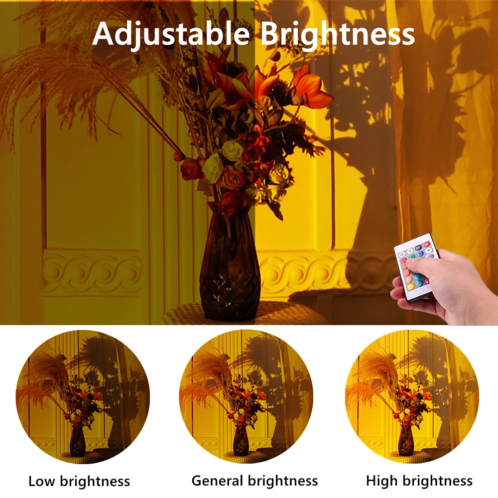XINJI Sunset Lamp remote control enables quick color and brightness changes