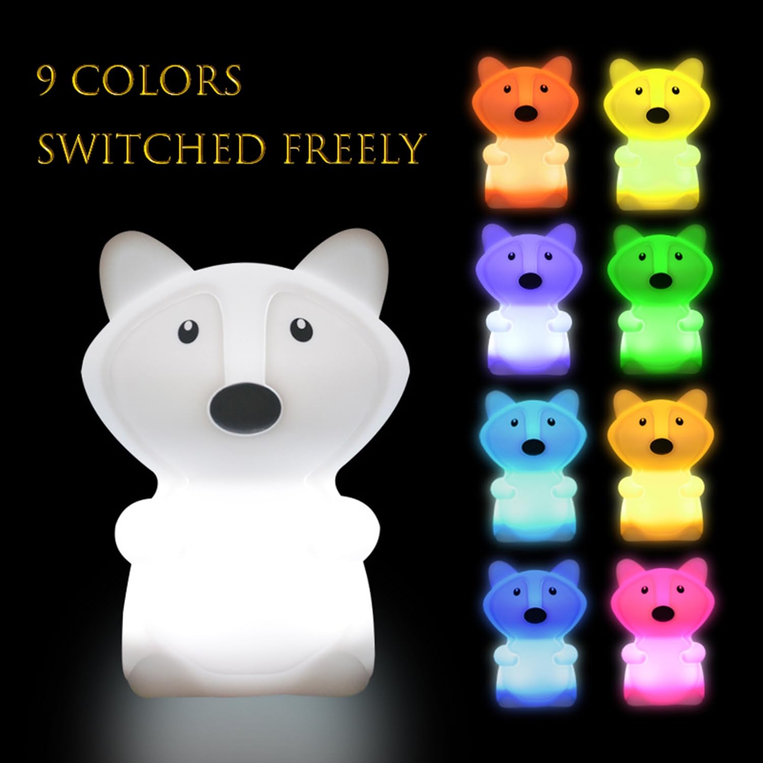 Xinjinhju fox night light rechargeable with USB keeps rooms lit without cords.