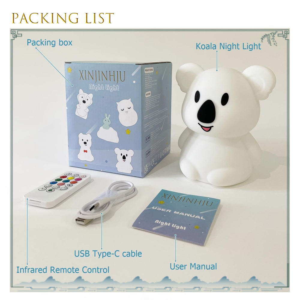 Xinjinhju Koala Night Light timer settings 15/30/60 minutes