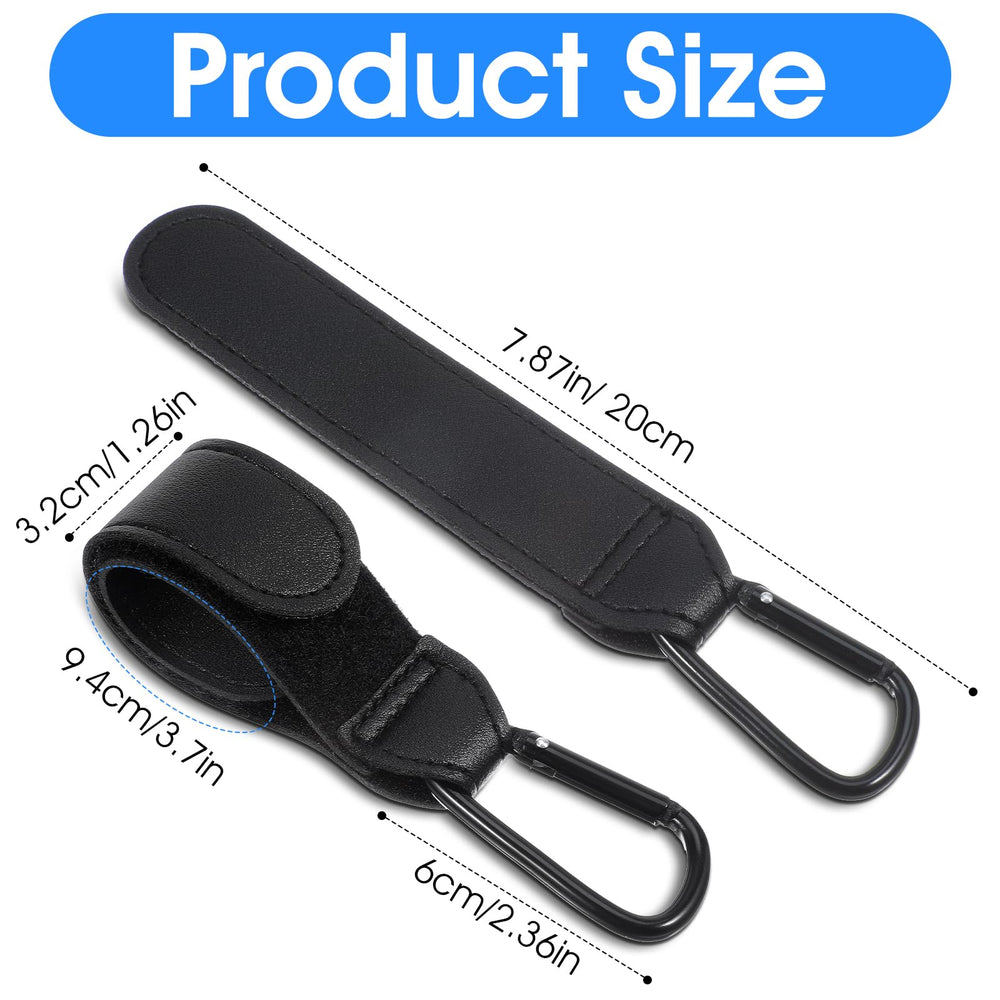 Xinjoduz stroller hook strap closeup highlights vegan PU leather look.