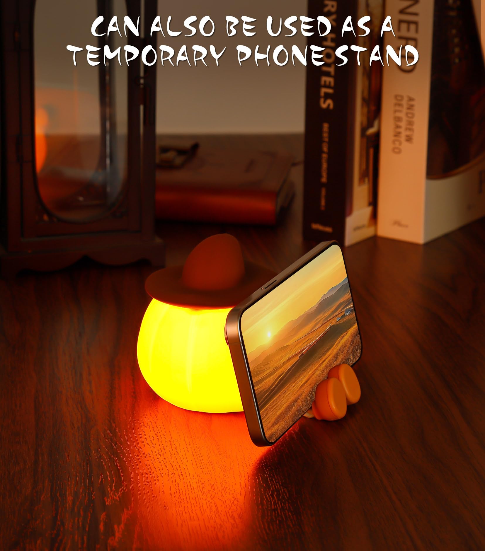 Xinjue pumpkin night light rechargeable with USB-C for on-the-go use