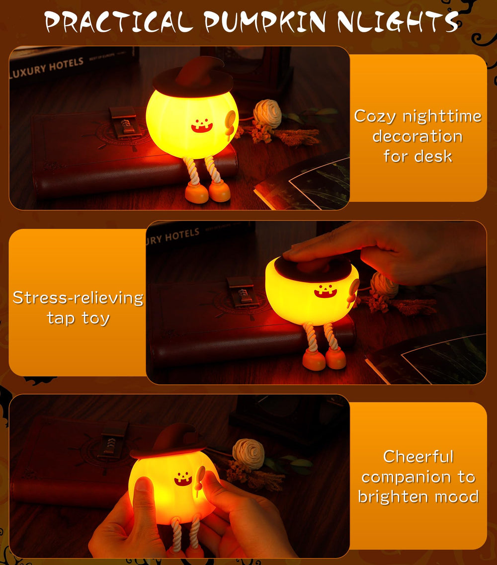 Xinjue pumpkin night light silicone body is soft and safe to squeeze