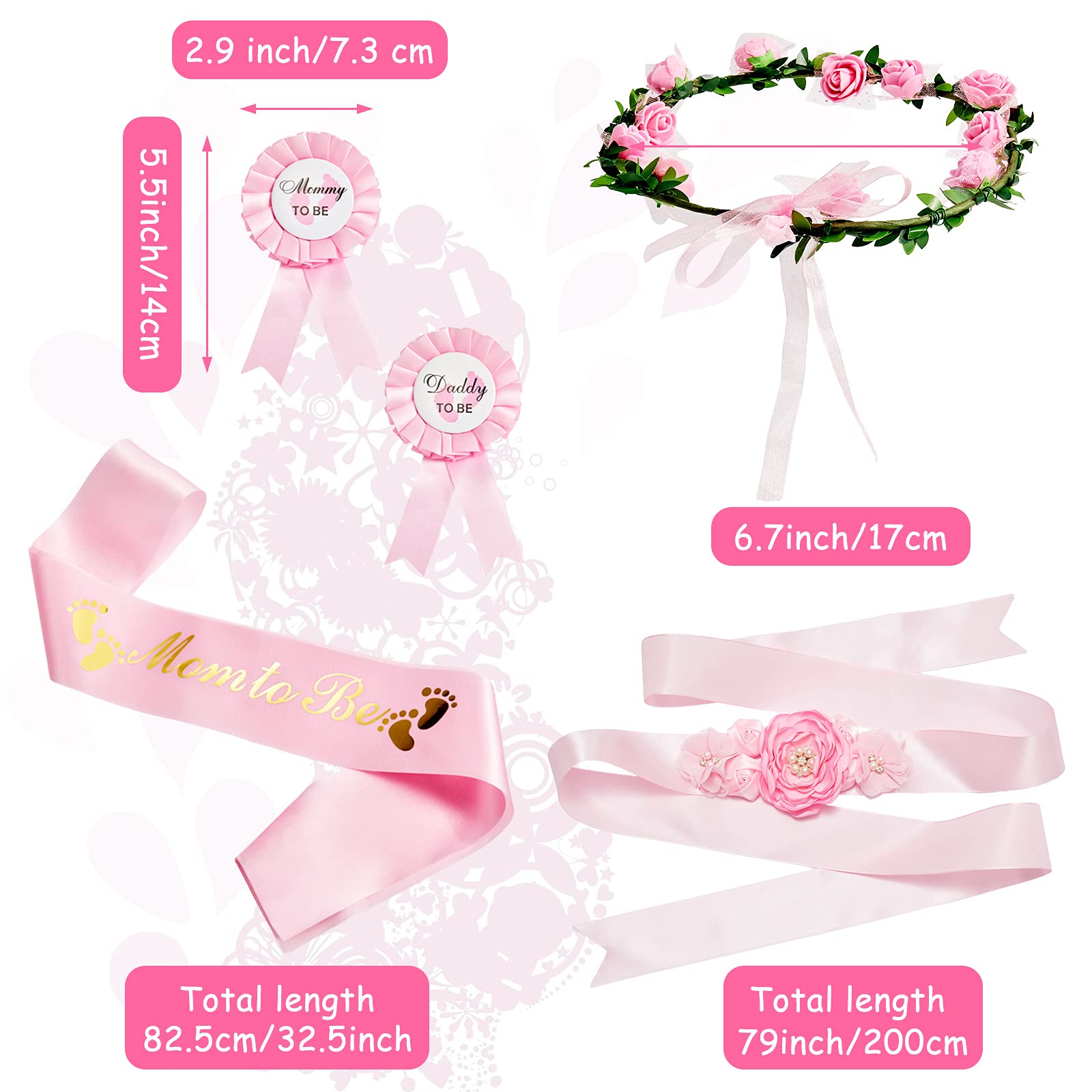 Xinnun flower crown headdress pink details for stylish family photos
