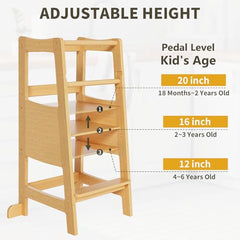 Xinyoec adjustable height stool shown at 12, 16, and 20 inches