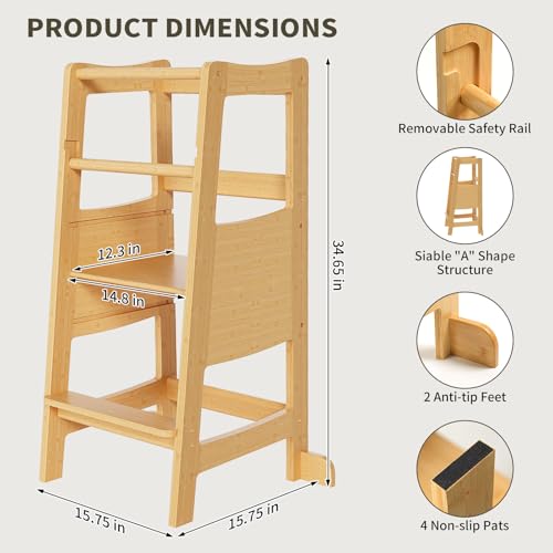 Xinyoec step stool with safety rail enhances kid safety at counter height