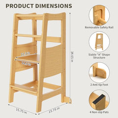 Xinyoec step stool with safety rail enhances kid safety at counter height