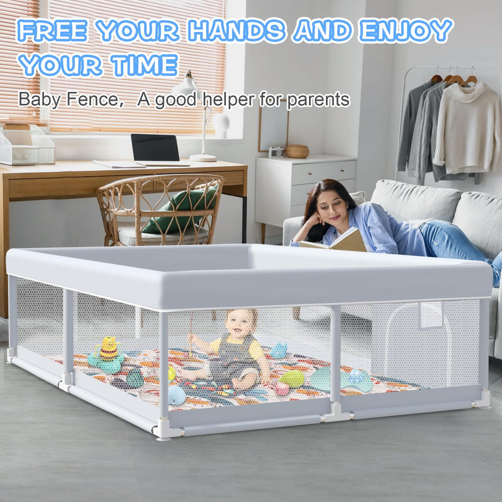 XVISHX playpen external zip design prevents wandering during use.