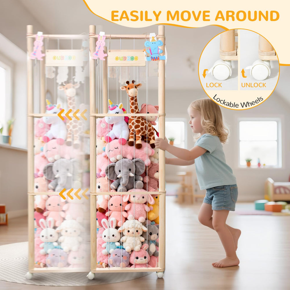 XiYeM stuffed animal storage wood tower lights add cozy nighttime decor and visibility.