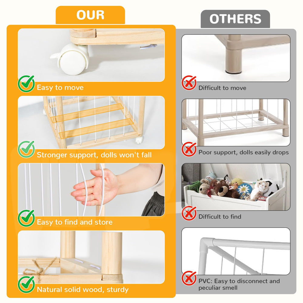 XiYeM stuffed animal storage wood tower stickers customize the toy space.