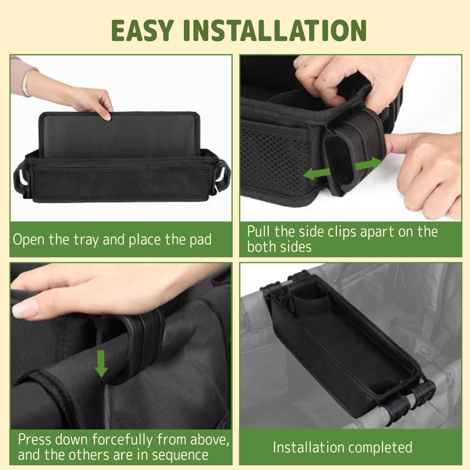 Xiyingcai snack tray keeps items within reach with side pockets and easy cleanup.