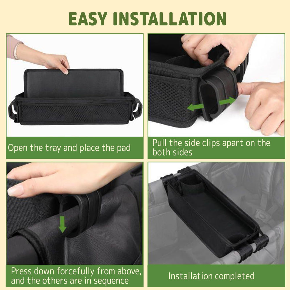 Xiyingcai snack tray keeps items within reach with side pockets and easy cleanup.