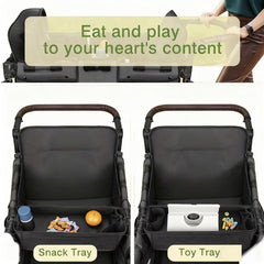 Xiyingcai W2 tray with mesh pockets keeps toys and snacks organized.
