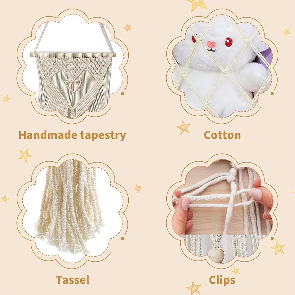 XIZAO cotton rope hanging storage saves wall space while keeping toys organized