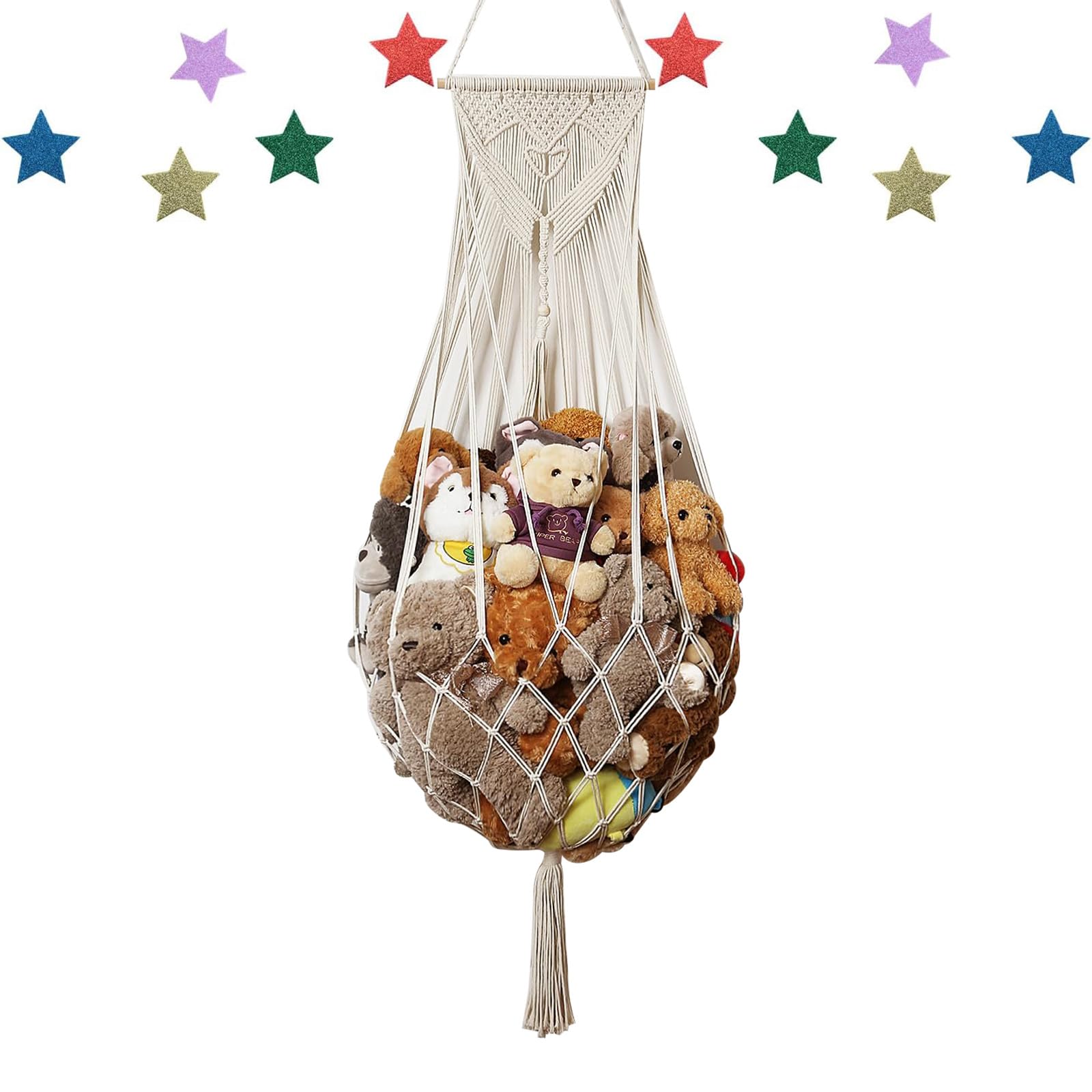 XIZAO stuffed animal hammock wall hanging net storage highlights space-saving storage
