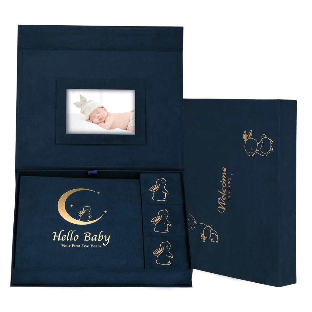 XKDOUS Velvet Baby Book cover with gold foil, premium keepsake presentation