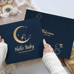 XKDOUS Velvet Baby Book internal layouts showcase milestone sections for easy memory keeping