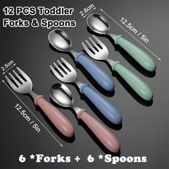 xlehoely toddler forks with smooth edges and round handles