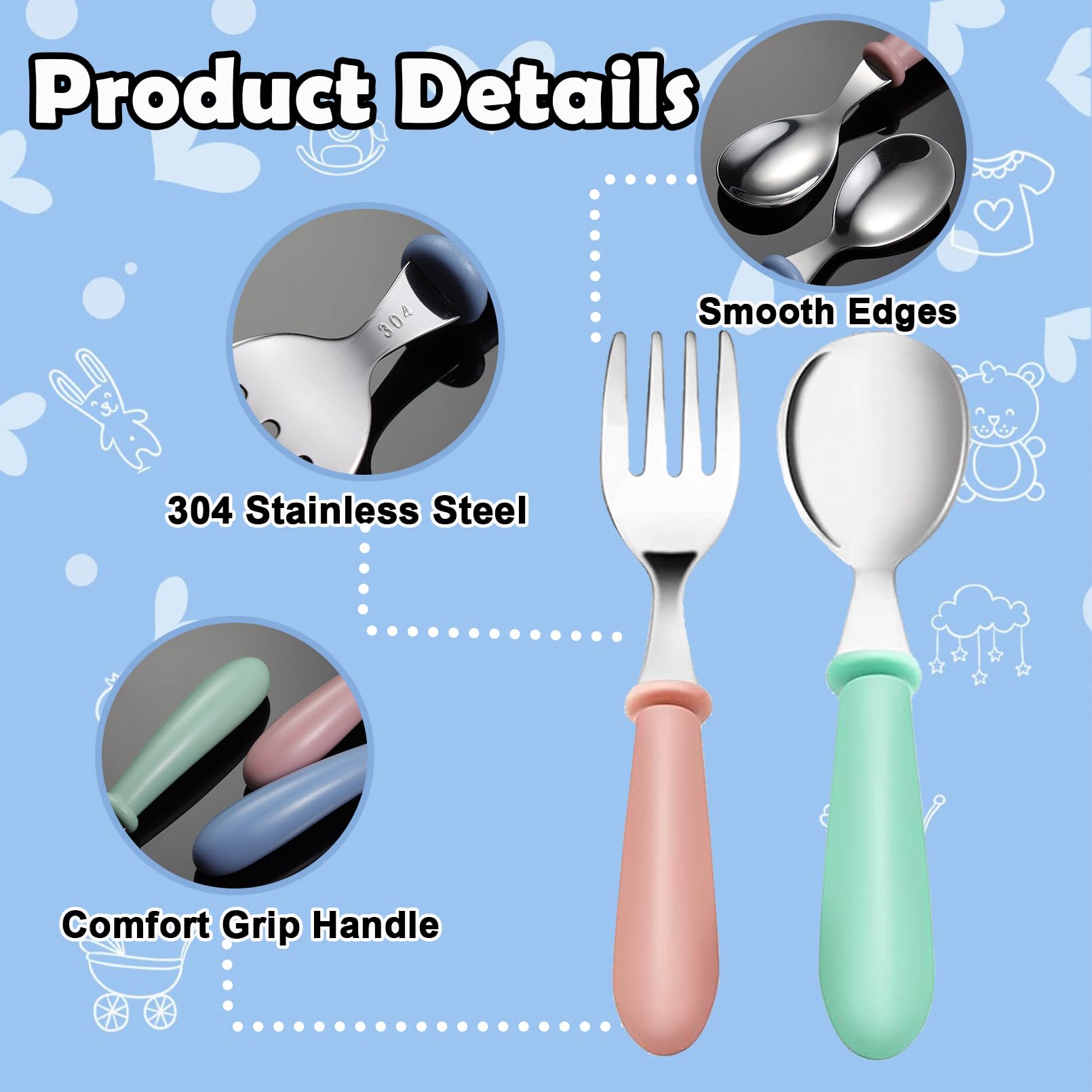 xlehoely toddler spoons with mouth-friendly bowl for little eaters