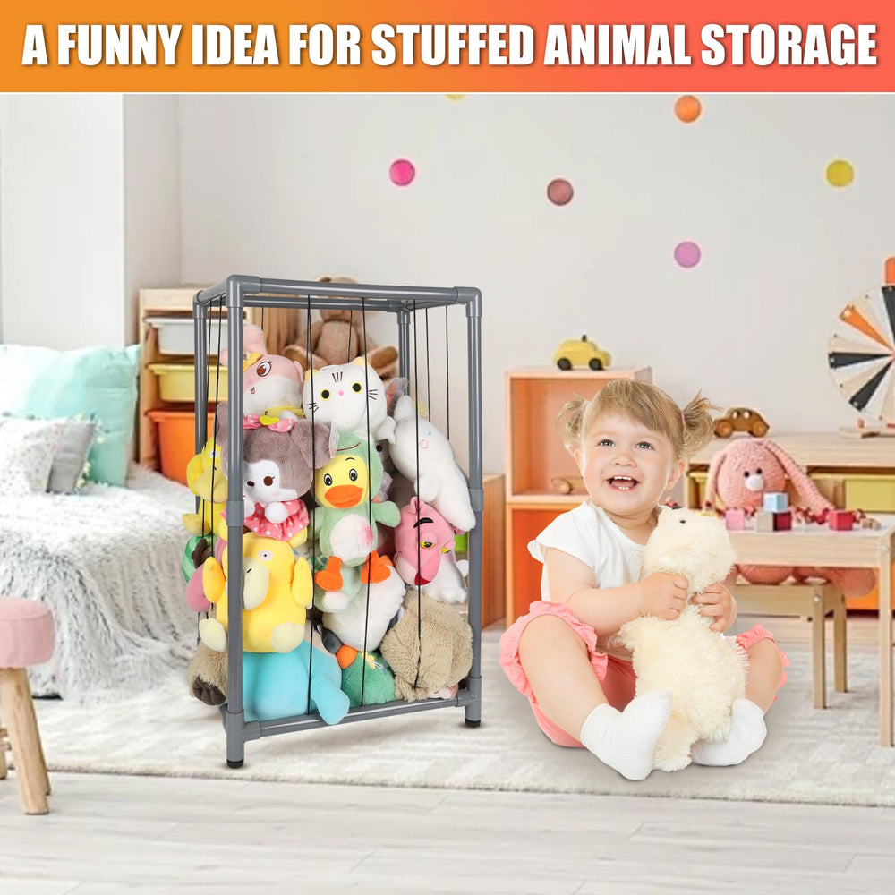 XMBecc stuffed animal storage zoo tower in-bedroom-playroom highlights organized decor and accessibility