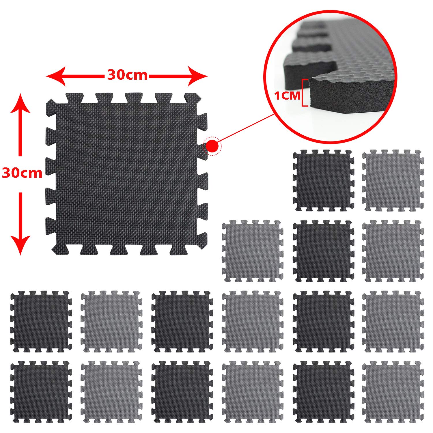 XMTMMD 18-square foam mat covers about 1.46 m² for spacious sessions.